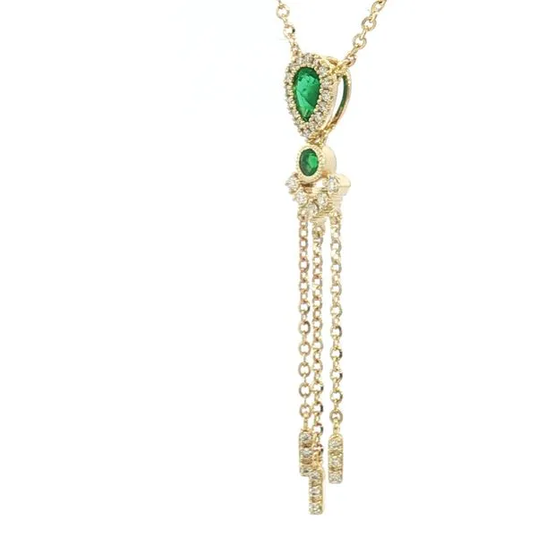 Y-Drop Emerald & Diamond Necklace in 14ky Image 3 Bryan Jewelry Prattville, AL