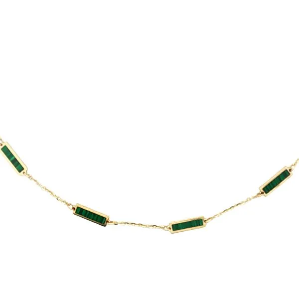 14k Yellow Gold Malachite Station Bar Necklace Bryan Jewelry Prattville, AL