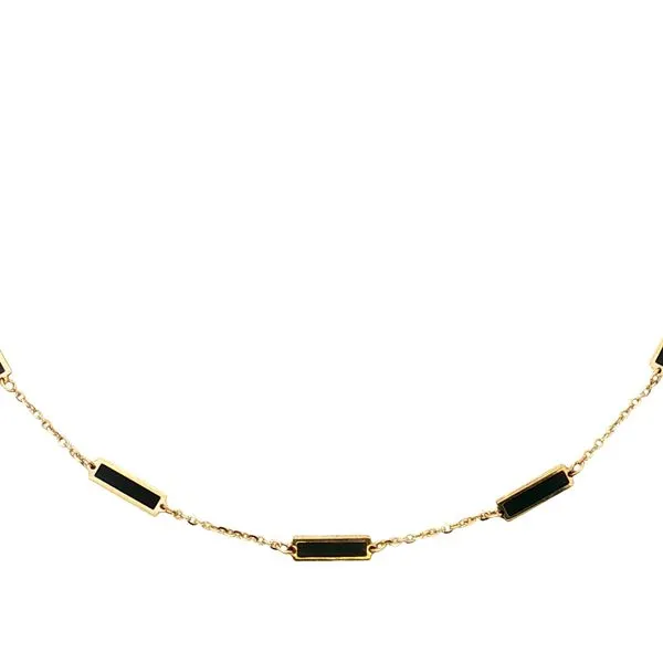 14k Yellow Gold Onyx Station Bar Necklace Bryan Jewelry Prattville, AL