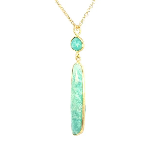 Jorge Revilla- ATLAS- Amazonite drop pendant on sterling silver with yellow plate finish Image 2 Bryan Jewelry Prattville, AL
