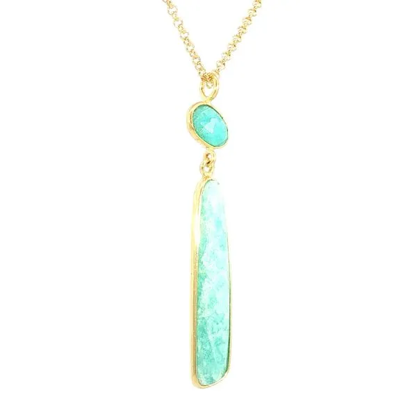 Jorge Revilla- ATLAS- Amazonite drop pendant on sterling silver with yellow plate finish Image 3 Bryan Jewelry Prattville, AL