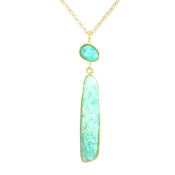 Jorge Revilla- ATLAS- Amazonite drop pendant on sterling silver with yellow plate finish Bryan Jewelry Prattville, AL