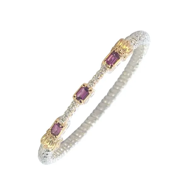 Vahan 4mm closed bangle Rhodolite & .12ctw diamond bracelet sterling & 14ky Bryan Jewelry Prattville, AL