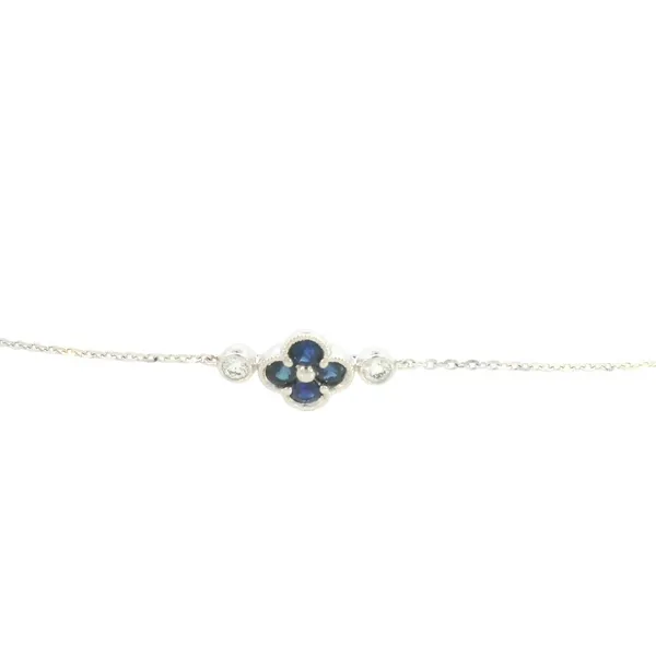 14kw Sapphire & Diamond Floral Motif Fixed Station Bracelet Image 2 Bryan Jewelry Prattville, AL