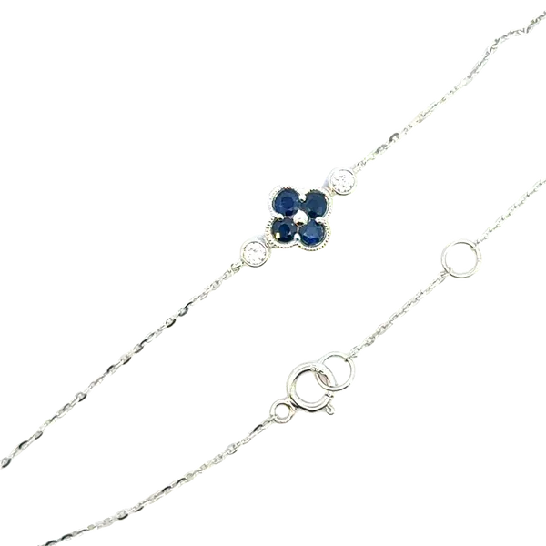 14kw Sapphire & Diamond Floral Motif Fixed Station Bracelet Bryan Jewelry Prattville, AL