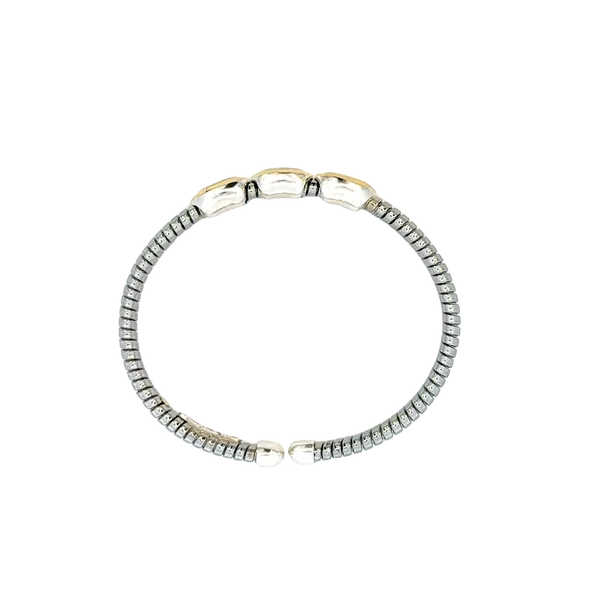 Three Stone Mother of Pearl Cuff Bangle Image 5 Bryan Jewelry Prattville, AL