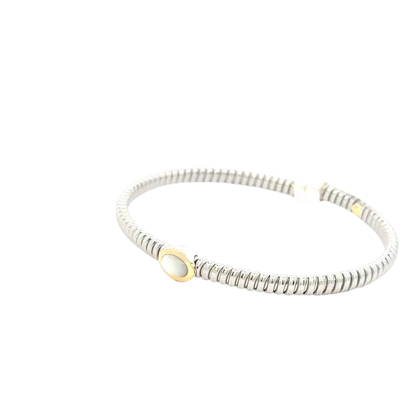 Mother of Pearl stainless & 14ky Bangle Image 4 Bryan Jewelry Prattville, AL