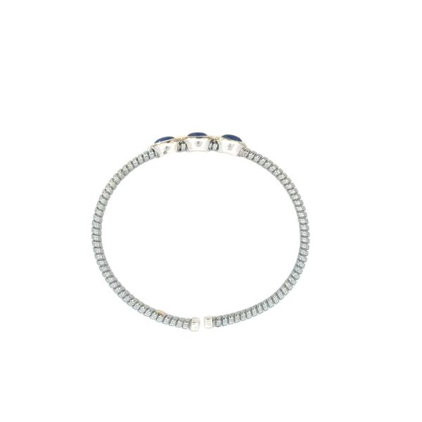 Three stone Lapis Cuff Bangle Image 3 Bryan Jewelry Prattville, AL