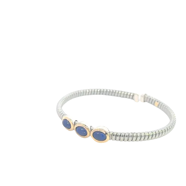 Three stone Lapis Cuff Bangle Image 4 Bryan Jewelry Prattville, AL