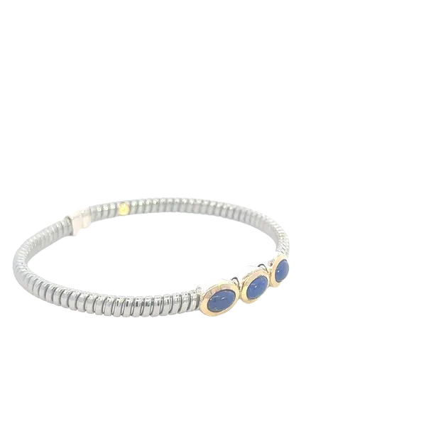 Three stone Lapis Cuff Bangle Image 5 Bryan Jewelry Prattville, AL