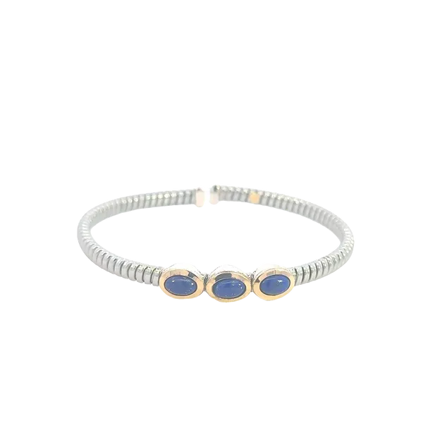 Three stone Lapis Cuff Bangle Bryan Jewelry Prattville, AL