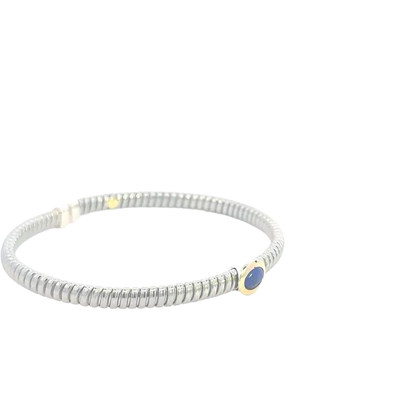 Lapis and stainless with 14ky accent Cuff Bangle Image 5 Bryan Jewelry Prattville, AL