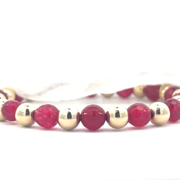 RUBY AGATE & 6MM GOLD FILLED STRETCH BRACELET Bryan Jewelry Prattville, AL