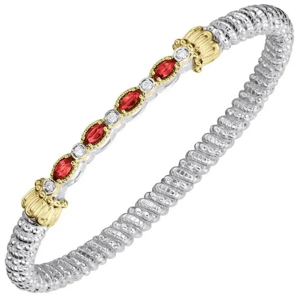14K Gold and Sterling Silver, Ruby and Diamond Stackable Bracelet | 3MM Bryan Jewelry Prattville, AL