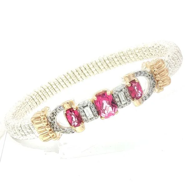 Vahan Pink Zircon & Diamond 6mm Bracelet in SS & 4ky Bryan Jewelry Prattville, AL