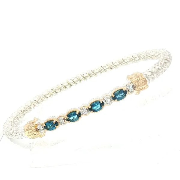 VahanLondon Blue Topaz & Diamond 3mm Bracelet in SS & 14ky Bryan Jewelry Prattville, AL