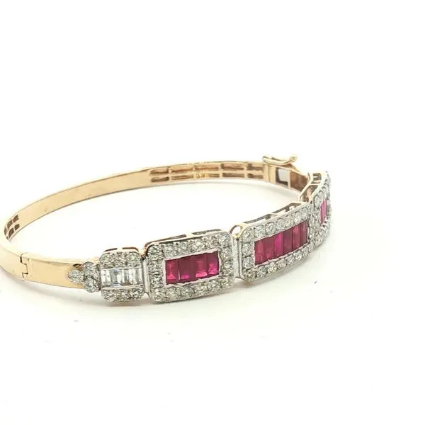 Radiant Reflections: Ruby & Diamond Bangle Bracelet Image 3 Bryan Jewelry Prattville, AL