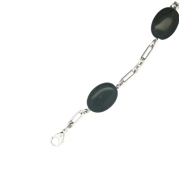 Sterling Silver Fancy Link Station to Station Onyx Bracelet-Midnight Allure: Onyx Station Bracelet Image 2 Bryan Jewelry Prattville, AL