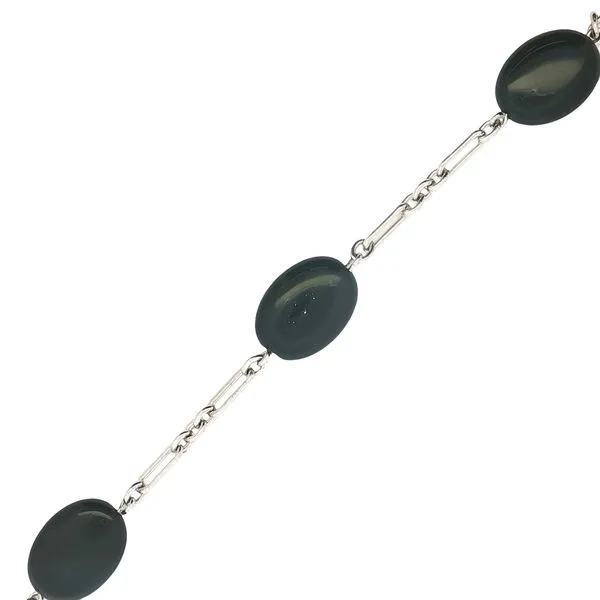 Sterling Silver Fancy Link Station to Station Onyx Bracelet-Midnight Allure: Onyx Station Bracelet Bryan Jewelry Prattville, AL