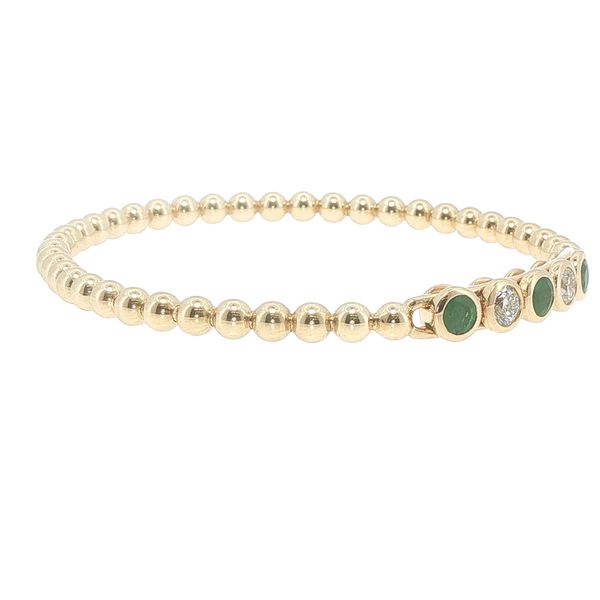 14K Yellow Gold Emerald & Diamond Stretch Bead Bracelet | 1.35TGW Image 2 Bryan Jewelry Prattville, AL