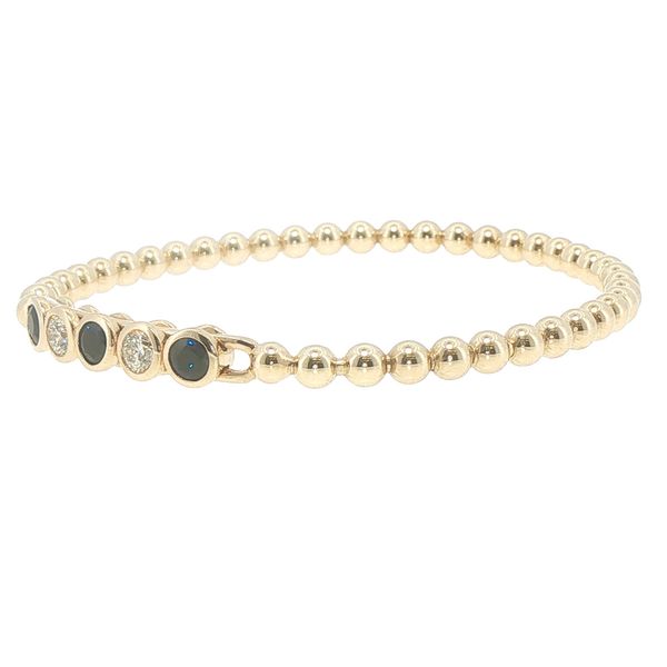 14K Yellow Gold Sapphire  & Diamond Stretch Bead Bracelet | 1.68TGW Image 3 Bryan Jewelry Prattville, AL