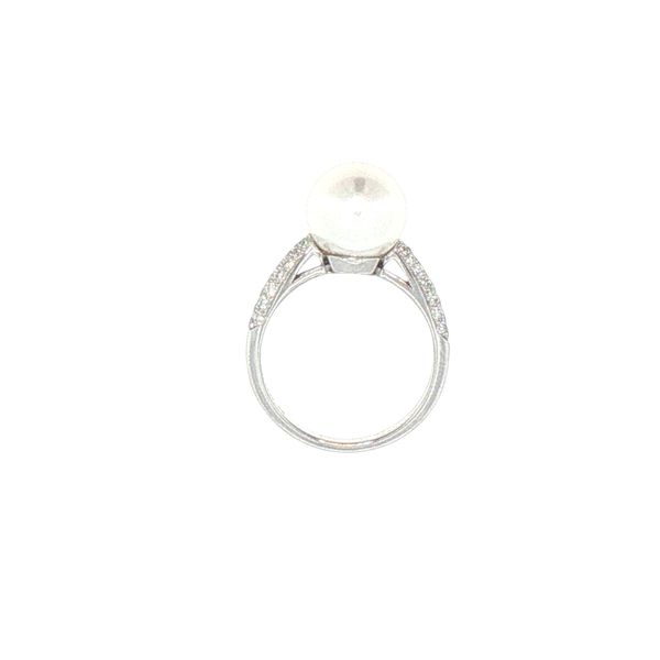 Timeless Glow: Cultured Pearl & Diamond Pavé Ring in 14K White Gold Image 2 Bryan Jewelry Prattville, AL