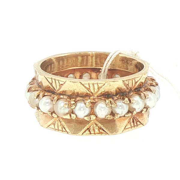 Estate 14K Yellow Gold Pearl Eternity Band Image 3 Bryan Jewelry Prattville, AL