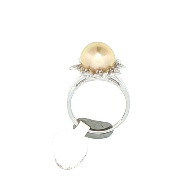 Estate Golden Pearl & Diamond Accent Ring Image 2 Bryan Jewelry Prattville, AL