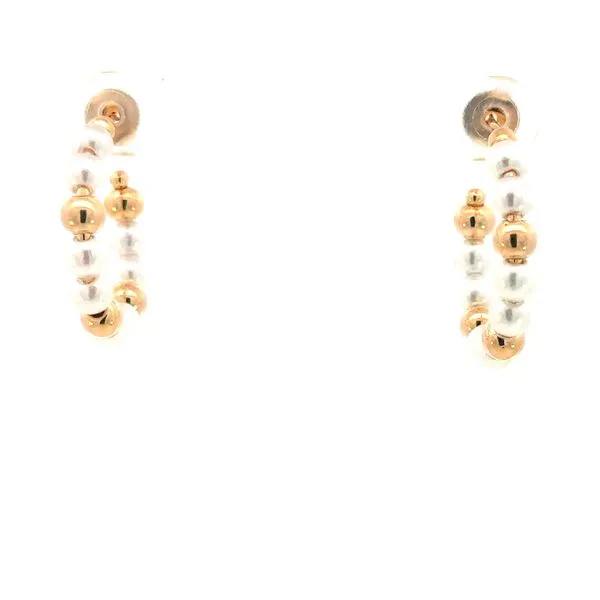 Pearl & Bead Gold Filled Hoop Earrings Image 3 Bryan Jewelry Prattville, AL