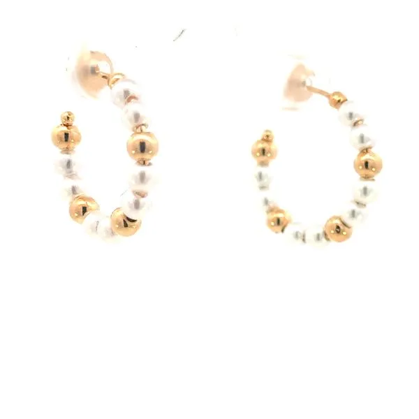 Pearl & Bead Gold Filled Hoop Earrings Image 5 Bryan Jewelry Prattville, AL
