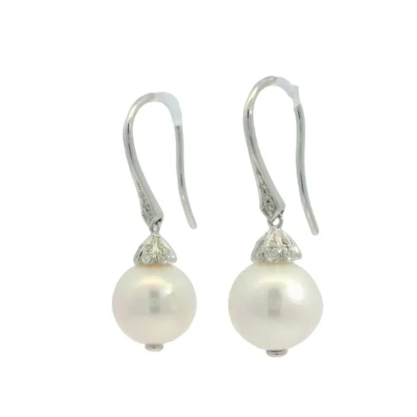 Pearl and Diamond Earrings in 14kw- Grace in Every Drop Image 2 Bryan Jewelry Prattville, AL