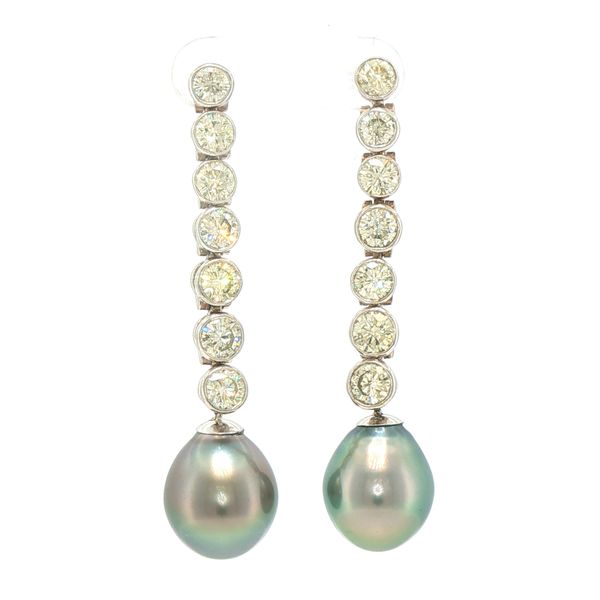 Estate Tahitian Pearl & Diamond Dangle Earrings Bryan Jewelry Prattville, AL