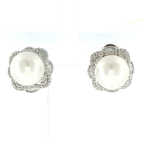 Estate South Sea Pearl & Diamond Earrings Bryan Jewelry Prattville, AL