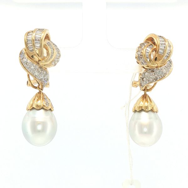 South Sea Pearl & Diamond Drop Earrings Bryan Jewelry Prattville, AL