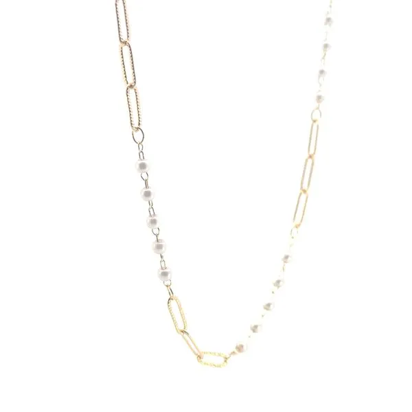 Choker Paperclip Pearl Necklace-16 inches Image 2 Bryan Jewelry Prattville, AL
