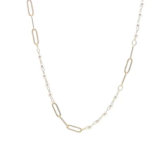 Choker Paperclip Pearl Necklace-16 inches Image 3 Bryan Jewelry Prattville, AL