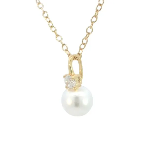 Pearl pendant with CZs Image 2 Bryan Jewelry Prattville, AL