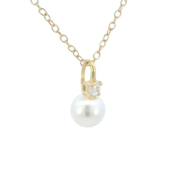 Pearl pendant with CZs Image 3 Bryan Jewelry Prattville, AL