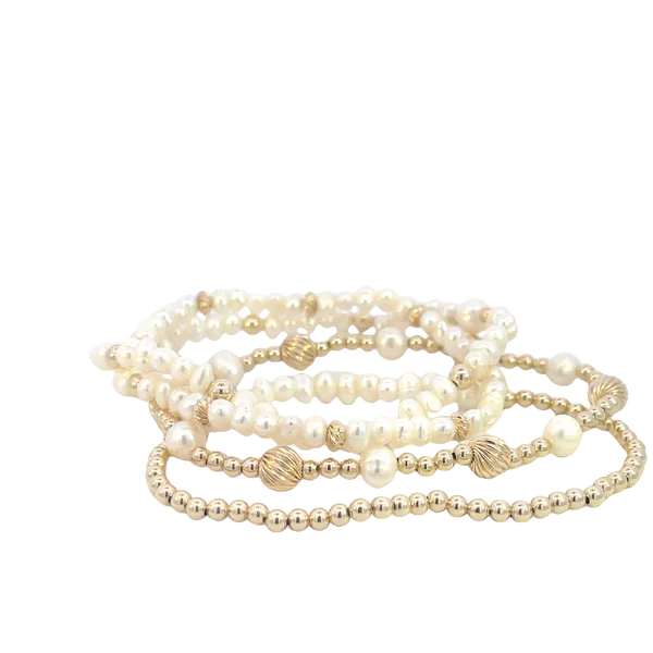 Dee-Berkley 4 strand Freshwater Pearl an gold filled bracelet stack of stretch bracelets Image 2 Bryan Jewelry Prattville, AL