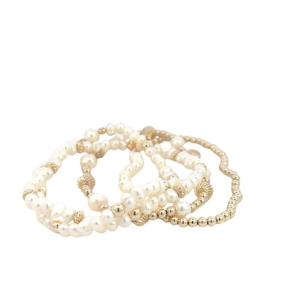 Dee-Berkley 4 strand Freshwater Pearl an gold filled bracelet stack of stretch bracelets Image 3 Bryan Jewelry Prattville, AL