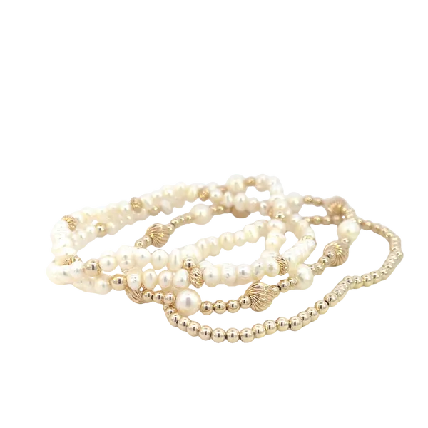 Dee-Berkley 4 strand Freshwater Pearl an gold filled bracelet stack of stretch bracelets Image 4 Bryan Jewelry Prattville, AL