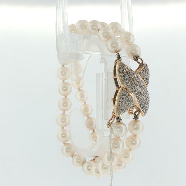 Estate Double Strand Pearl & Diamond Bracelet Image 2 Bryan Jewelry Prattville, AL