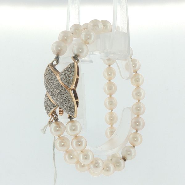 Estate Double Strand Pearl & Diamond Bracelet Image 3 Bryan Jewelry Prattville, AL