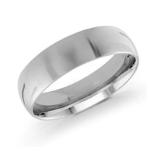Gents 6mm White Gold Ring high polished comfort fit wedding band Bryan Jewelry Prattville, AL