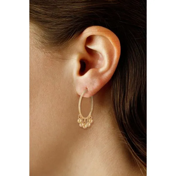 14 Kt Y 1.5x25mm bead drop Hoops Image 2 Bryan Jewelry Prattville, AL