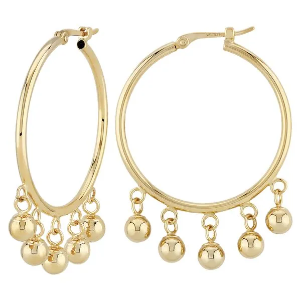 14 Kt Y 1.5x25mm bead drop Hoops Bryan Jewelry Prattville, AL