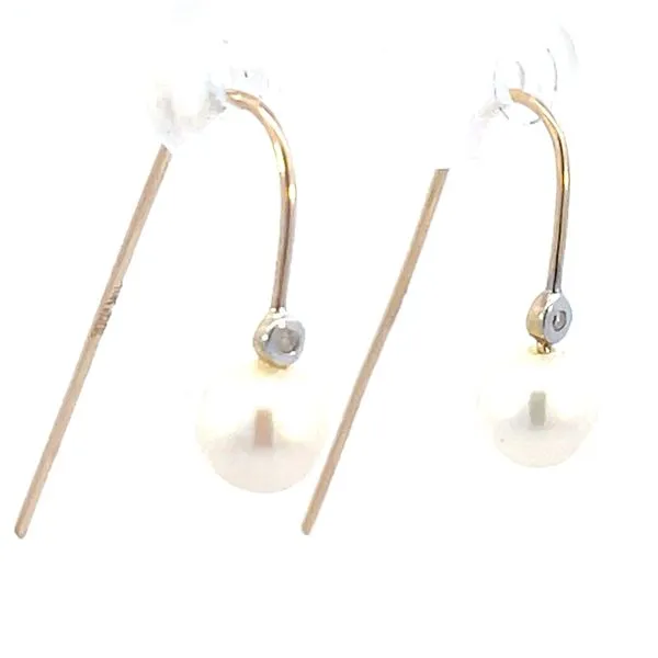 Pearl dangles with diamond accent-10ky Bryan Jewelry Prattville, AL