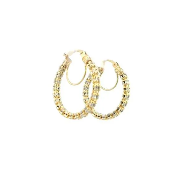 14k Two toned beaded hoop earrings Image 2 Bryan Jewelry Prattville, AL