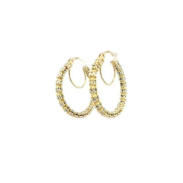 14k Two toned beaded hoop earrings Image 3 Bryan Jewelry Prattville, AL