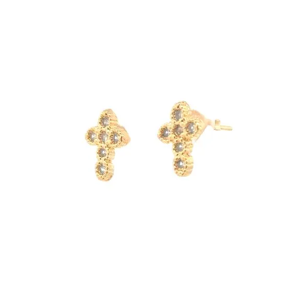 Petite Gold Filled Cross Earrings with sparkle Image 2 Bryan Jewelry Prattville, AL